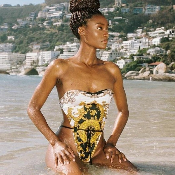 Monica Hansen Beachwear Capri Spaghetti Strap One Piece in White Victorian - Picture 3 of 8